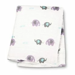 Lulujo Baby Cotton Muslin Swaddling Blanket Elephants