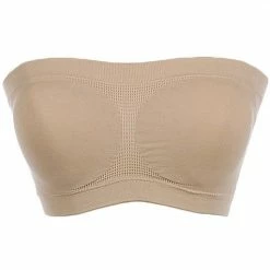MB Trend Seamless Padded Tube Bandeau Bra S1101 Khaki One Size Everyday Bras
