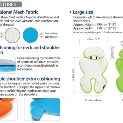 Manito Breath Royal Plus 3D Mesh BPST-49000 Stroller & Car Seat Pad Orange Gear