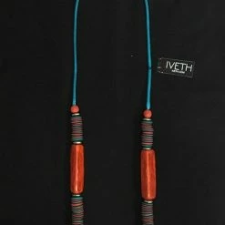 Custom Jewelry Wax Cord With Wood Round Disk And Rectangular Capiz Tubes Set By IVETH