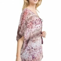 Printed Dolman Kimono With Lace By IVETH Apparel