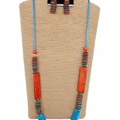 Custom Jewelry Wax Cord With Wood Round Disk And Rectangular Capiz Tubes Set By IVETH