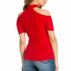 IVETH Apparel Fitted Neck Halter Off The Shoulder Top With Cap Sleeves