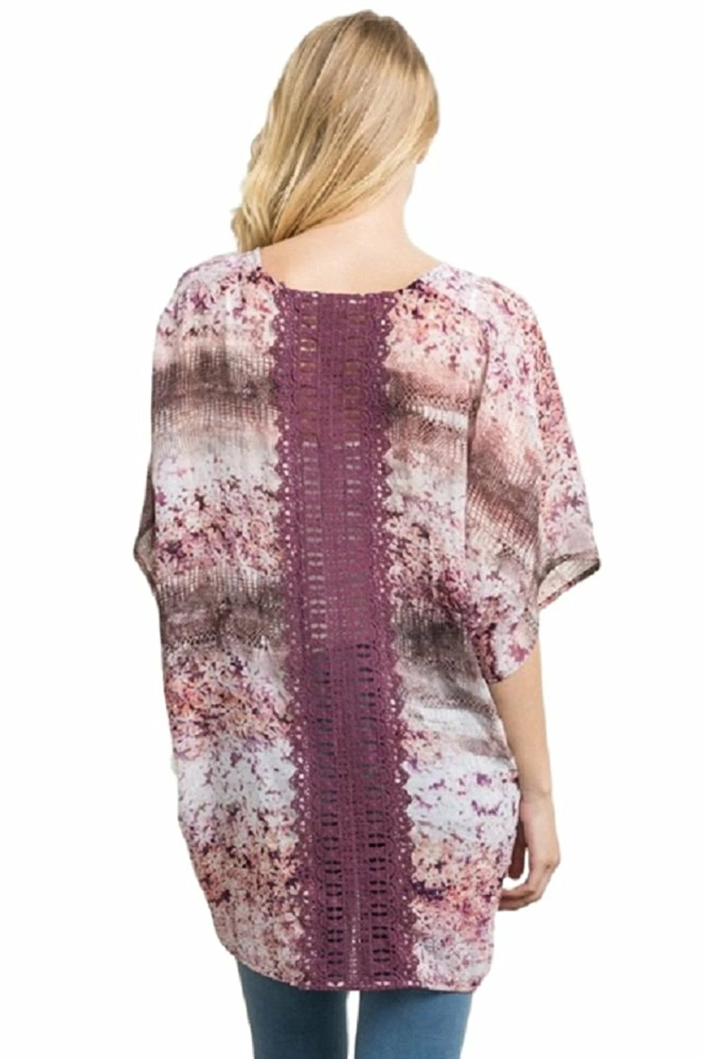 Printed Dolman Kimono With Lace By IVETH Apparel 5 Printed Dolman Kimono With Lace By IVETH Apparel