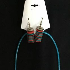 Custom Jewelry Wax Cord With Wood Round Disk And Rectangular Capiz Tubes Set By IVETH