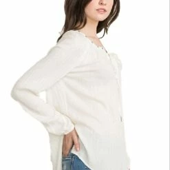 Eyelet Neck Raglan Blouse By IVETH Apparel