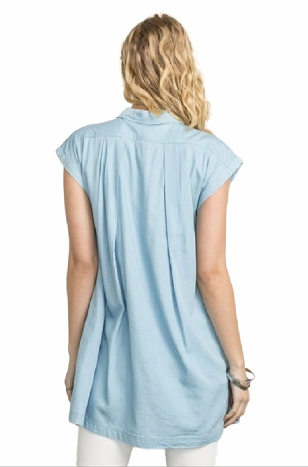 Pleated Shoulder Denim Like Tunic Dress By IVETH 5 Pleated Shoulder Denim Like Tunic Dress By IVETH