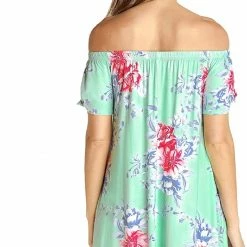 IVETH Off Shoulder Floral Print Dress With Flutter Sleeve