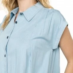 Pleated Shoulder Denim Like Tunic Dress By IVETH 10 Pleated Shoulder Denim Like Tunic Dress By IVETH