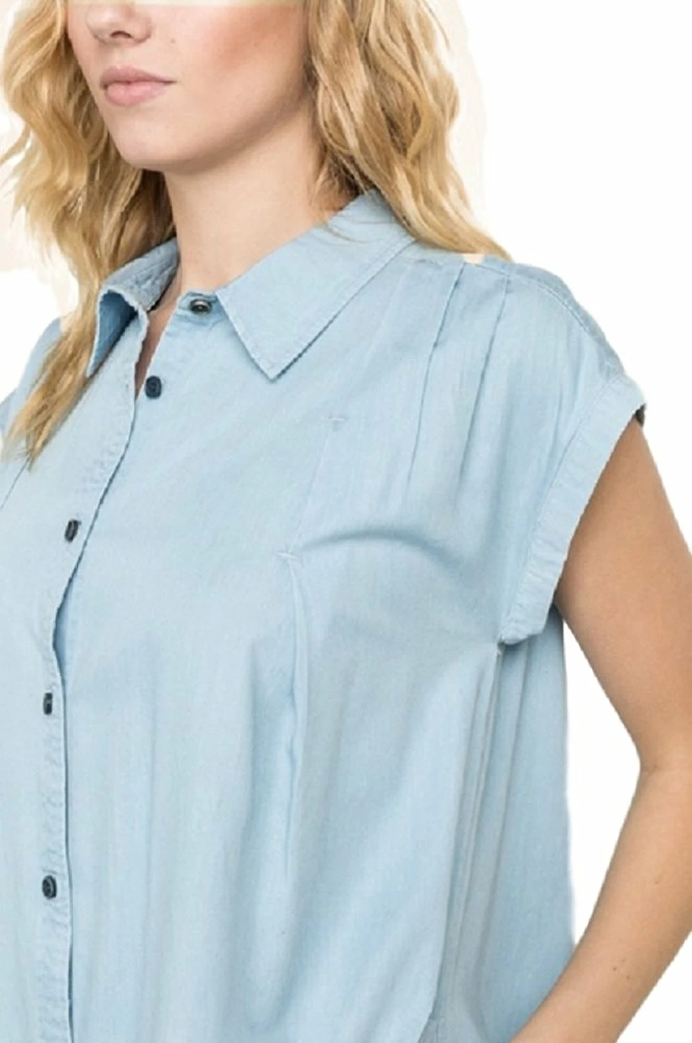 Pleated Shoulder Denim Like Tunic Dress By IVETH 6 Pleated Shoulder Denim Like Tunic Dress By IVETH