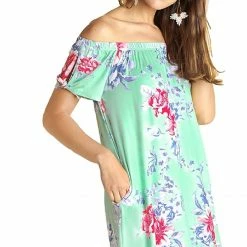 IVETH Off Shoulder Floral Print Dress With Flutter Sleeve