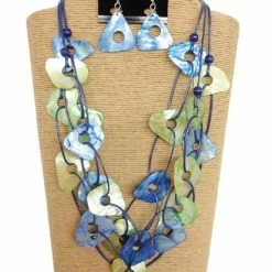 Custom Jewelry 3 Strands Wax Cord With Multicolor Kabibi Shells And Natural Wood Beads Set By IVETH