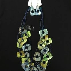 Custom Jewelry 3 Strands Wax Cord With Multicolor Kabibi Shells And Natural Wood Beads Set By IVETH