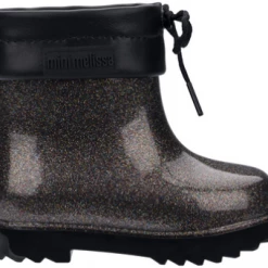 Mini Melissa Melissa Mini RainBoot 32424 Blk Glttr Girls Shoes