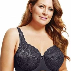 Elila Full Coverage Stretch Lace Underwire Bra Red And Grey 2311